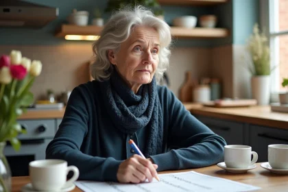 Femme d'âge moyen réfléchissant devant un puzzle croisé