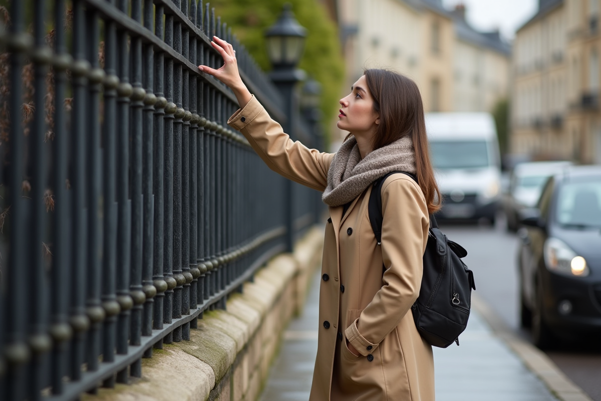 Jeune femme estimant la hauteur d