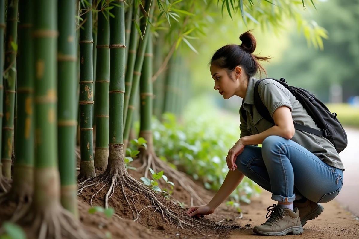 Femme inspectant les racines d