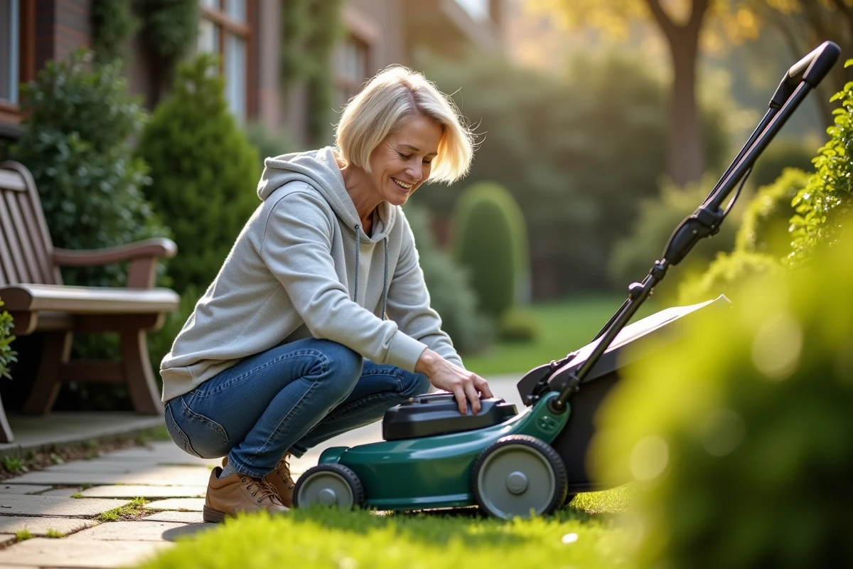 Femme vérifiant la batterie d