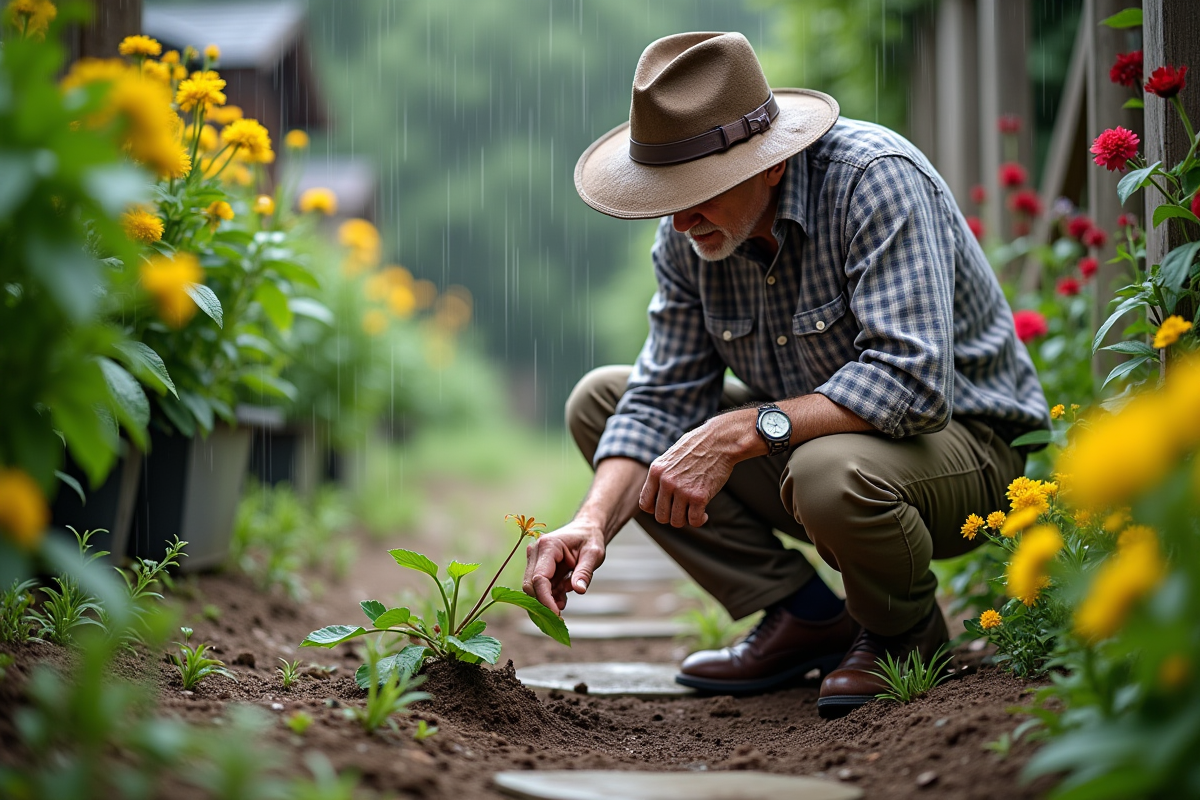 Homme âgé vérifiant l