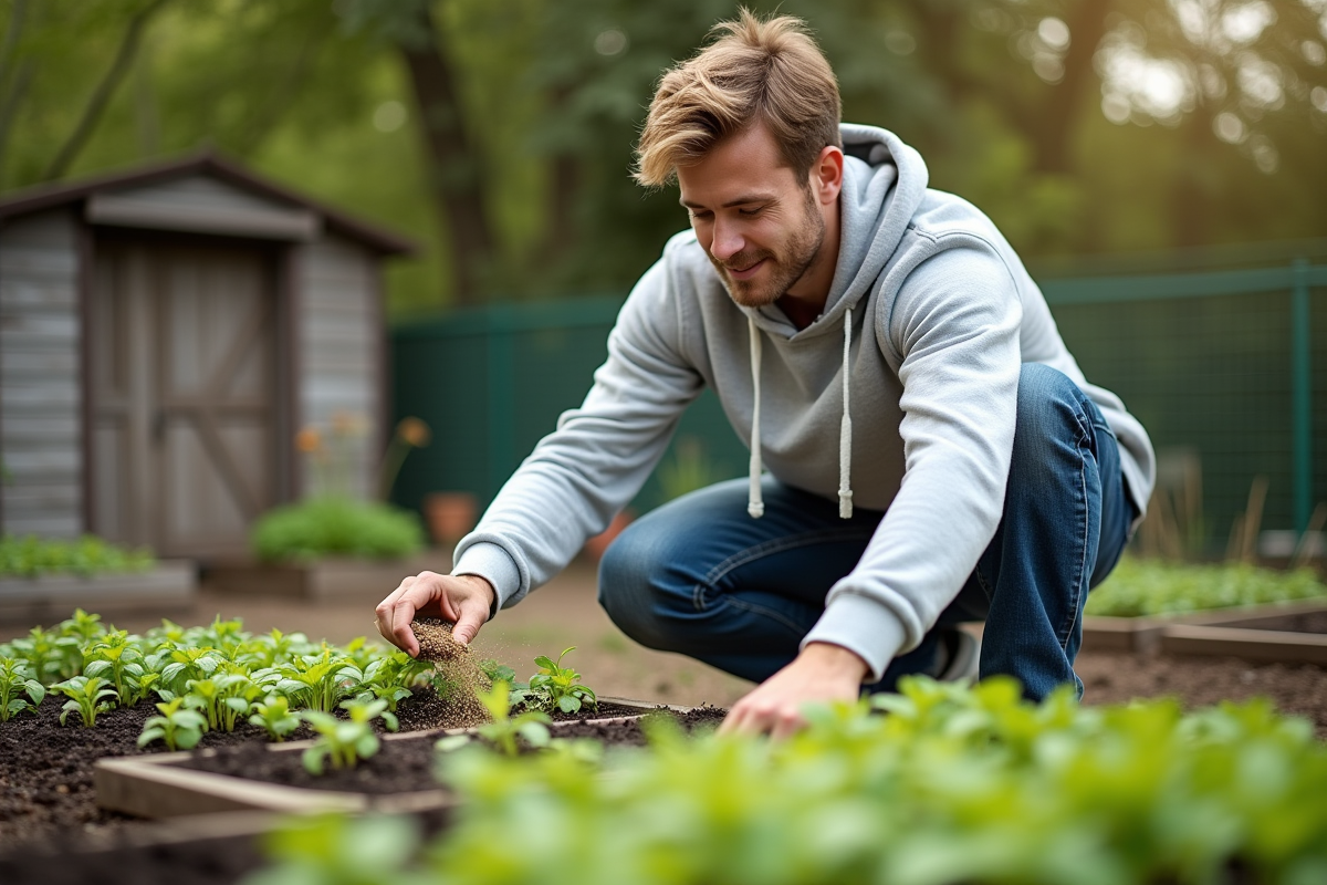 Jeune homme appliquant de l