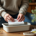 Femme plantant des graines de fleurs sauvages dans une cuisine