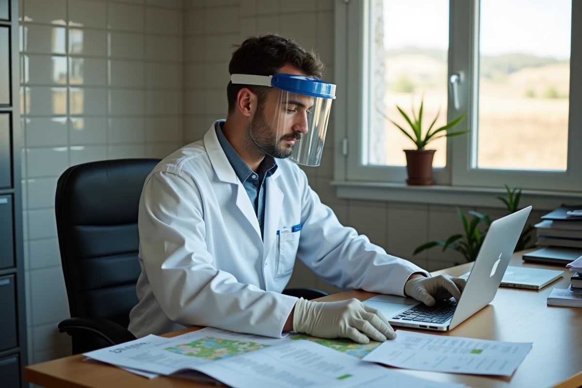 Technicien agricole consultant les démarches administratives pour l'achat de glyphosate 360 au Portugal